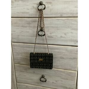 Badgley Mischka Gold & Black Tweed Evening Purse